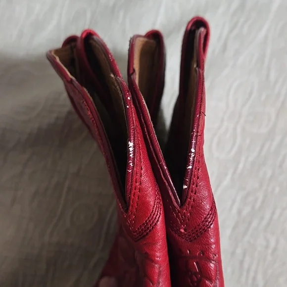 Ariat Heritage Western Boots Womens Size 7 B Red Leather Floral R-Toe 15761 - Picture 11 of 11